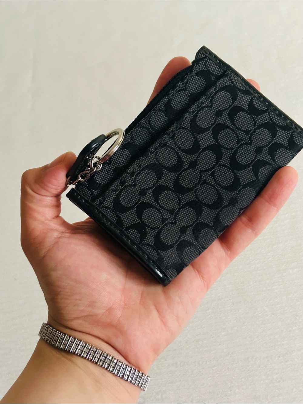 Coach Signature Canvas Card Case with Key Ring (527821L)